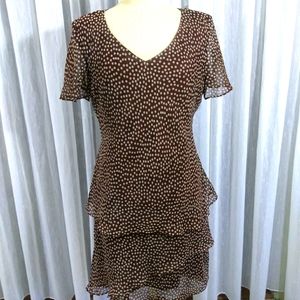 R & K original size 14 chocolate & cream polka-dot